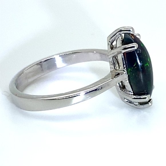 Black Opal 3.84ct Platinum Finish Solid 925 Sterling Silver ring - Picture 3 of 6